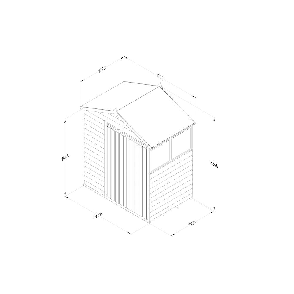4LIFE Apex Shed - Double Door - 2 Windows - 6 x 4 ft