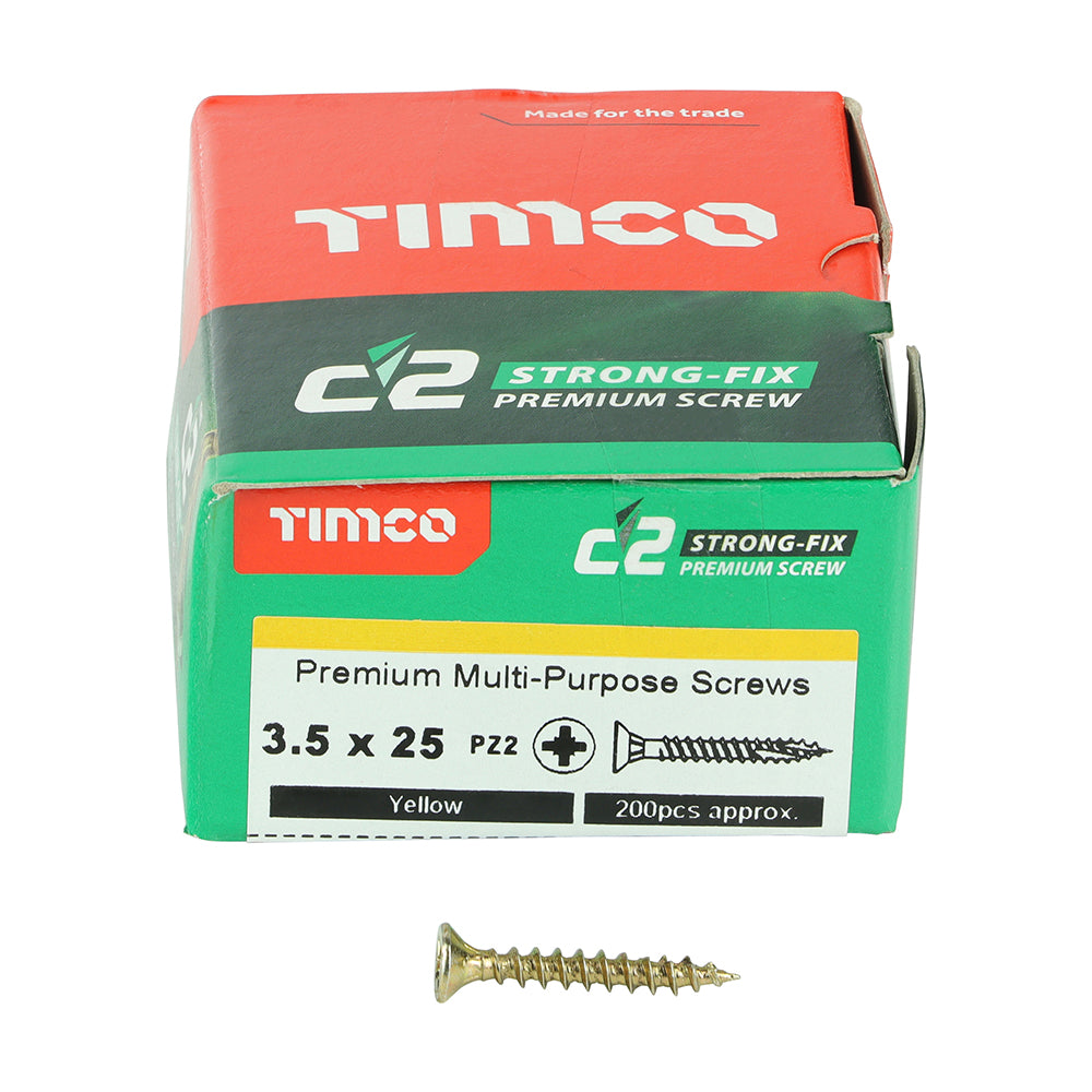 TIMCO - C2 Strong-Fix - PZ - Double Countersunk - Sharp Point - Yellow