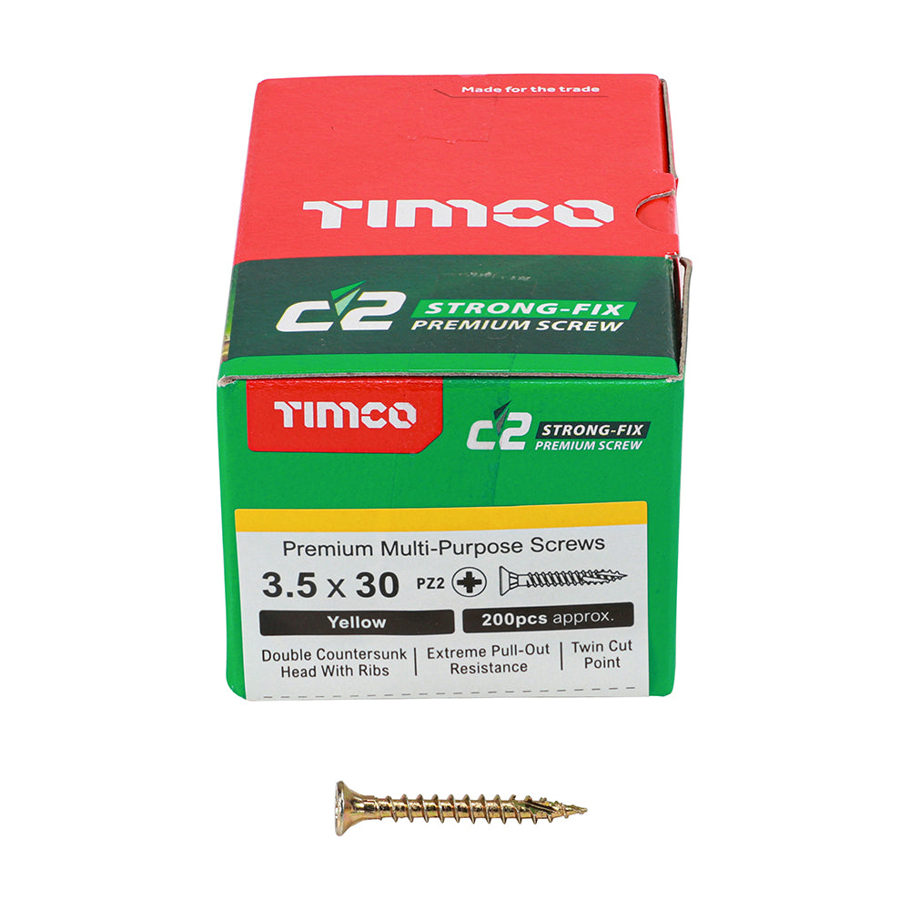 TIMCO - C2 Strong-Fix - PZ - Double Countersunk - Sharp Point - Yellow