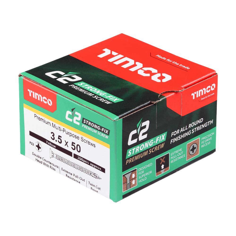 TIMCO - C2 Strong-Fix - PZ - Double Countersunk - Sharp Point - Yellow