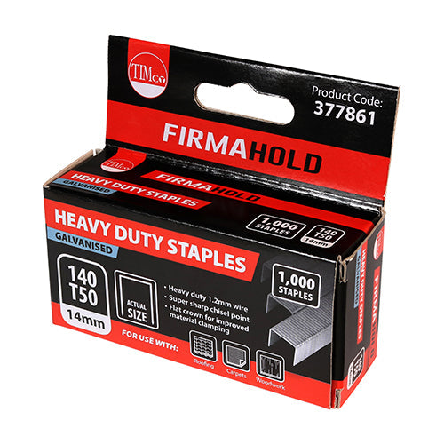 14mm Heavy Duty Staples - Chisel Point - Galvanised