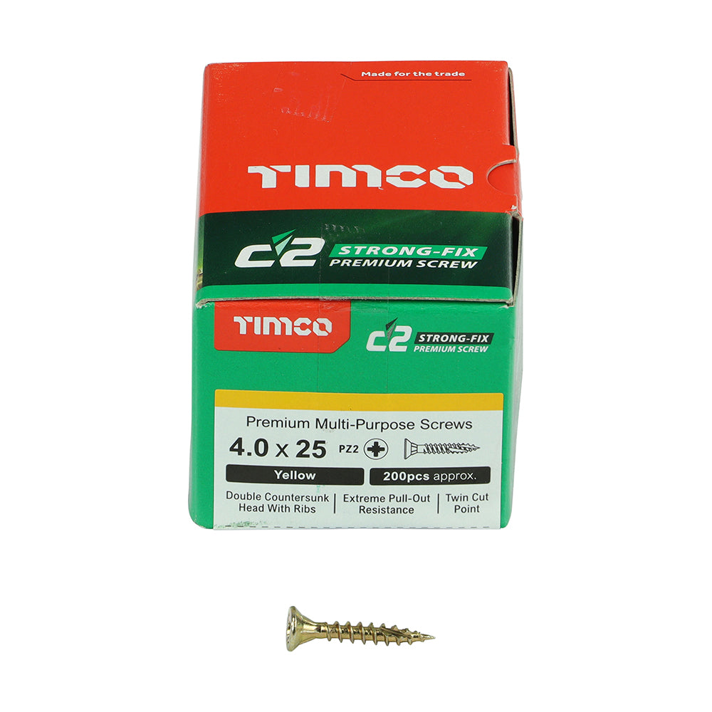 TIMCO - C2 Strong-Fix - PZ - Double Countersunk - Sharp Point - Yellow