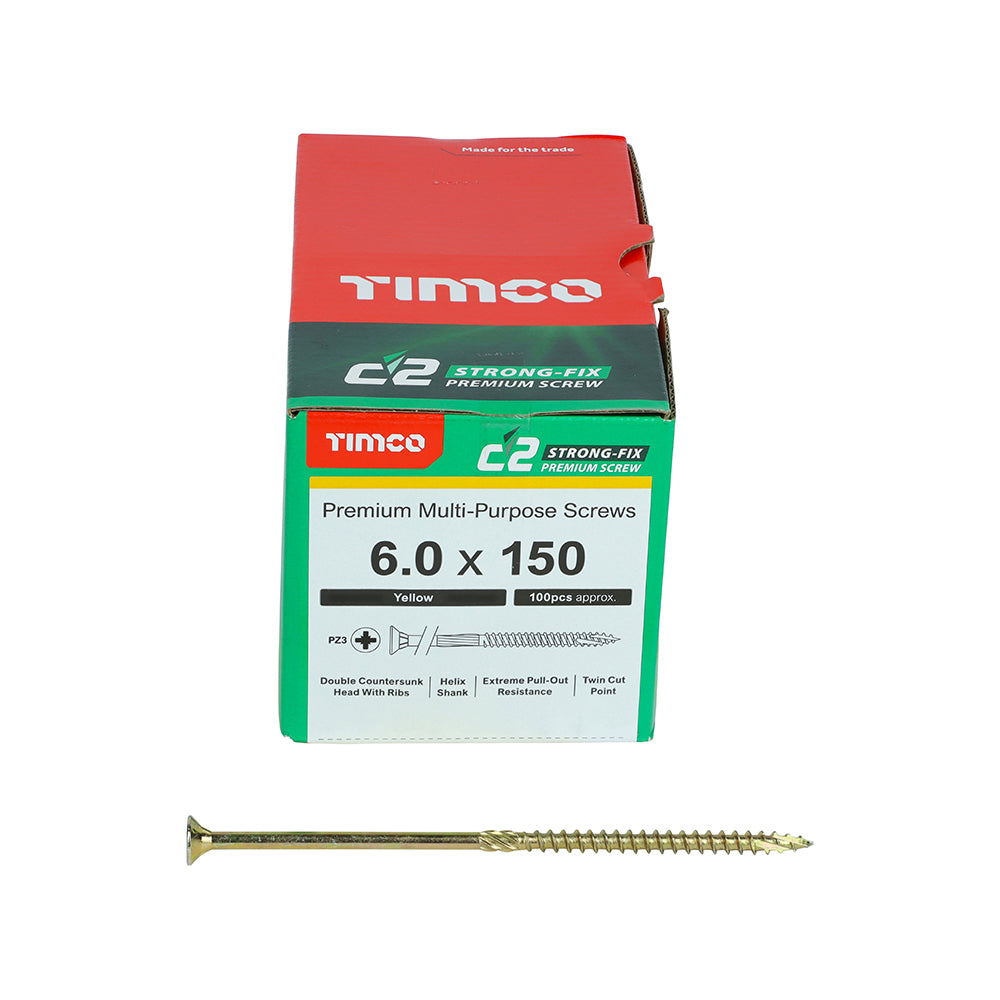 TIMCO - C2 Strong-Fix - PZ - Double Countersunk - Sharp Point - Yellow