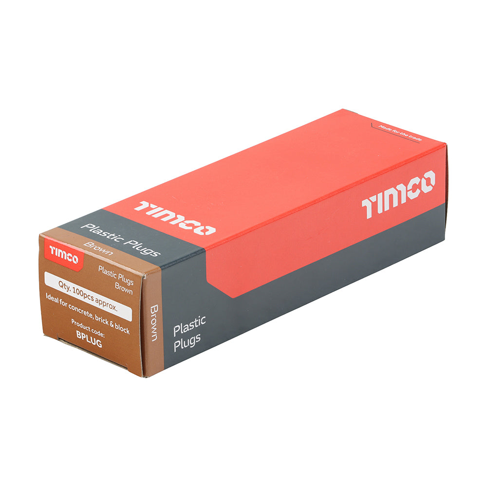 TIMCO - Plastic Plugs - Brown 36mm - 100