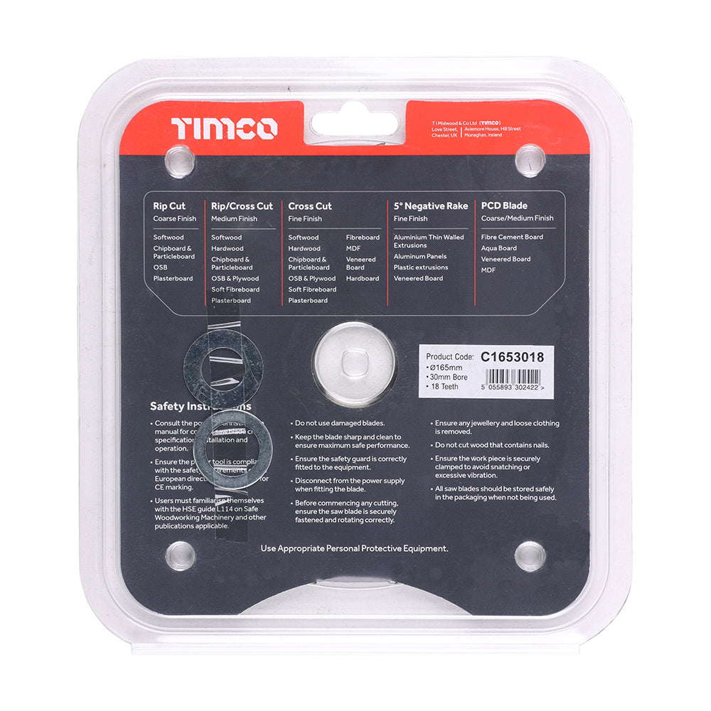 Circular Saw Blade - Combination - Medium 165 x 30/20/16 x 18T