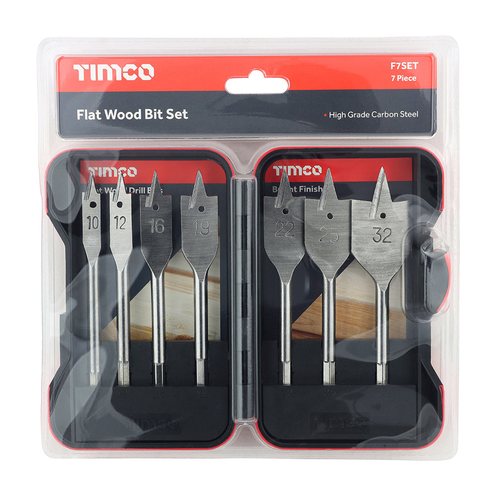Flat Wood Bit Set - 7 pcs