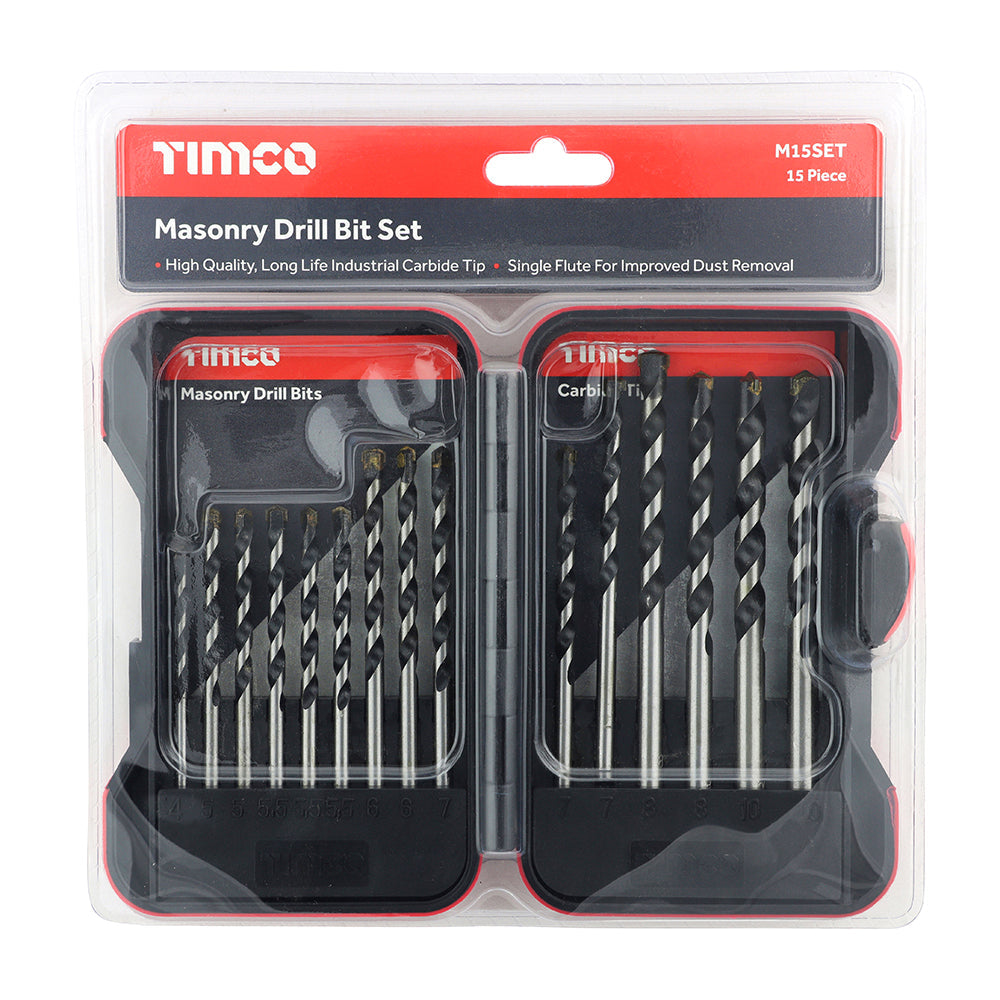 Masonry Drill Bit Set - 15 pcs