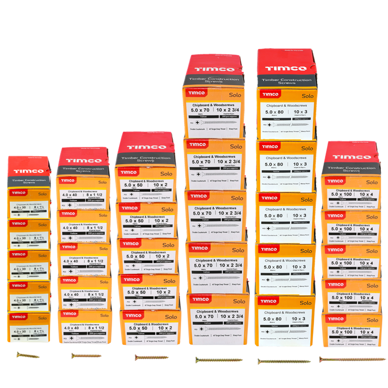TIMCO - 5500pcs Solo Chipboard & Woodscrews - Mixed Pack - PZ - Double Countersunk - Yellow