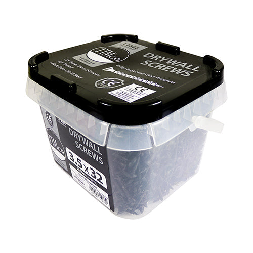 TIMCO - 1500 Tub 3.5 x 38mm Drywall Screws - PH - Bugle - Coarse Thread - Black
