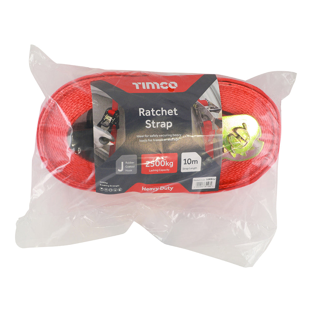 Ratchet Strap - J Hook - Heavy Duty - 10m x 50mm (1 Straps/Pack)