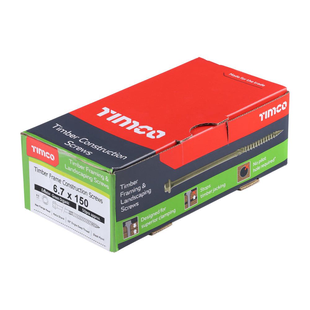 TIMCO - Timber Frame Construction & Landscaping Screws - Hex - Exterior - Green Organic