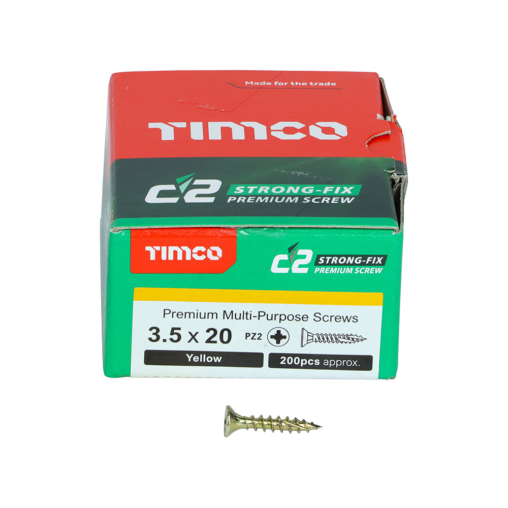 TIMCO - C2 Strong-Fix - PZ - Double Countersunk - Sharp Point - Yellow