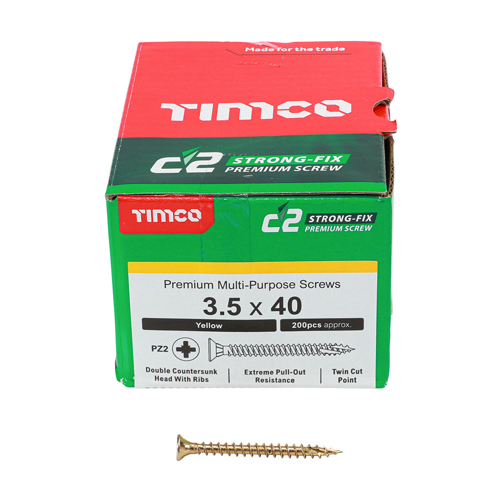 TIMCO - C2 Strong-Fix - PZ - Double Countersunk - Sharp Point - Yellow