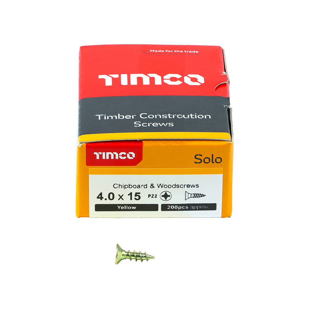 TIMCO - Solo Chipboard & Woodscrews - PZ - Double Countersunk - Yellow