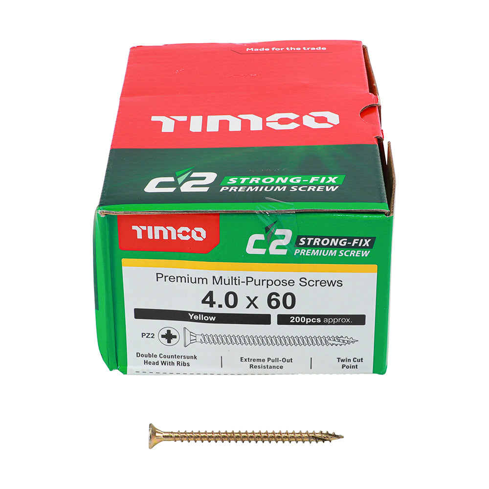 TIMCO - C2 Strong-Fix - PZ - Double Countersunk - Sharp Point - Yellow