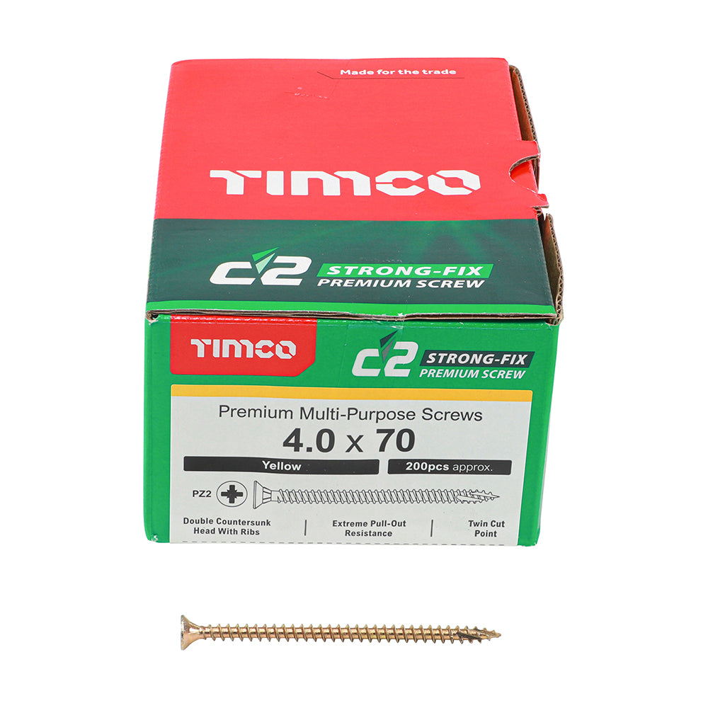 TIMCO - C2 Strong-Fix - PZ - Double Countersunk - Sharp Point - Yellow