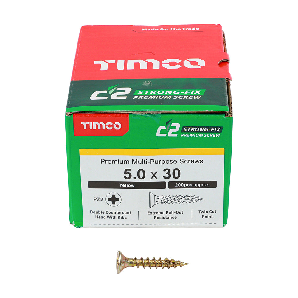 TIMCO - C2 Strong-Fix - PZ - Double Countersunk - Sharp Point - Yellow