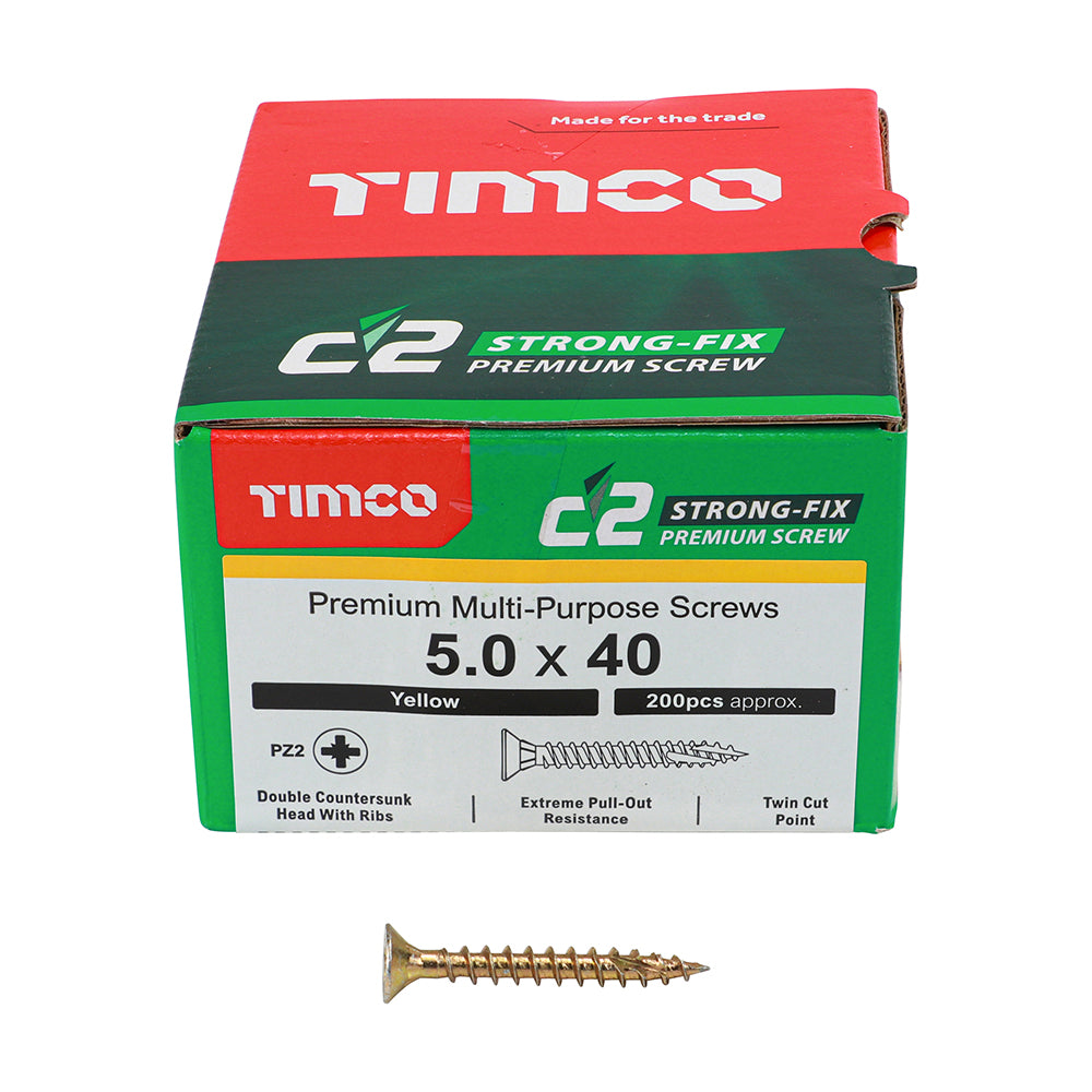 TIMCO - C2 Strong-Fix - PZ - Double Countersunk - Sharp Point - Yellow