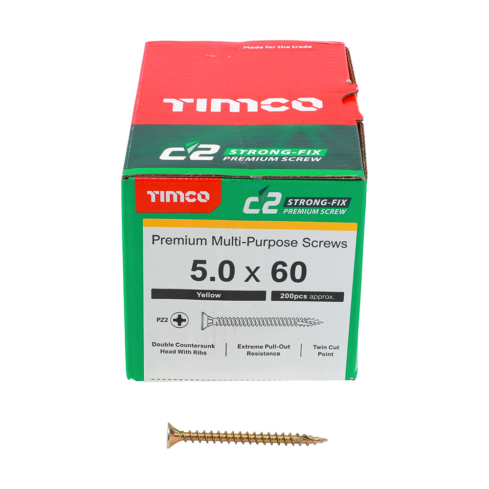 TIMCO - C2 Strong-Fix - PZ - Double Countersunk - Sharp Point - Yellow