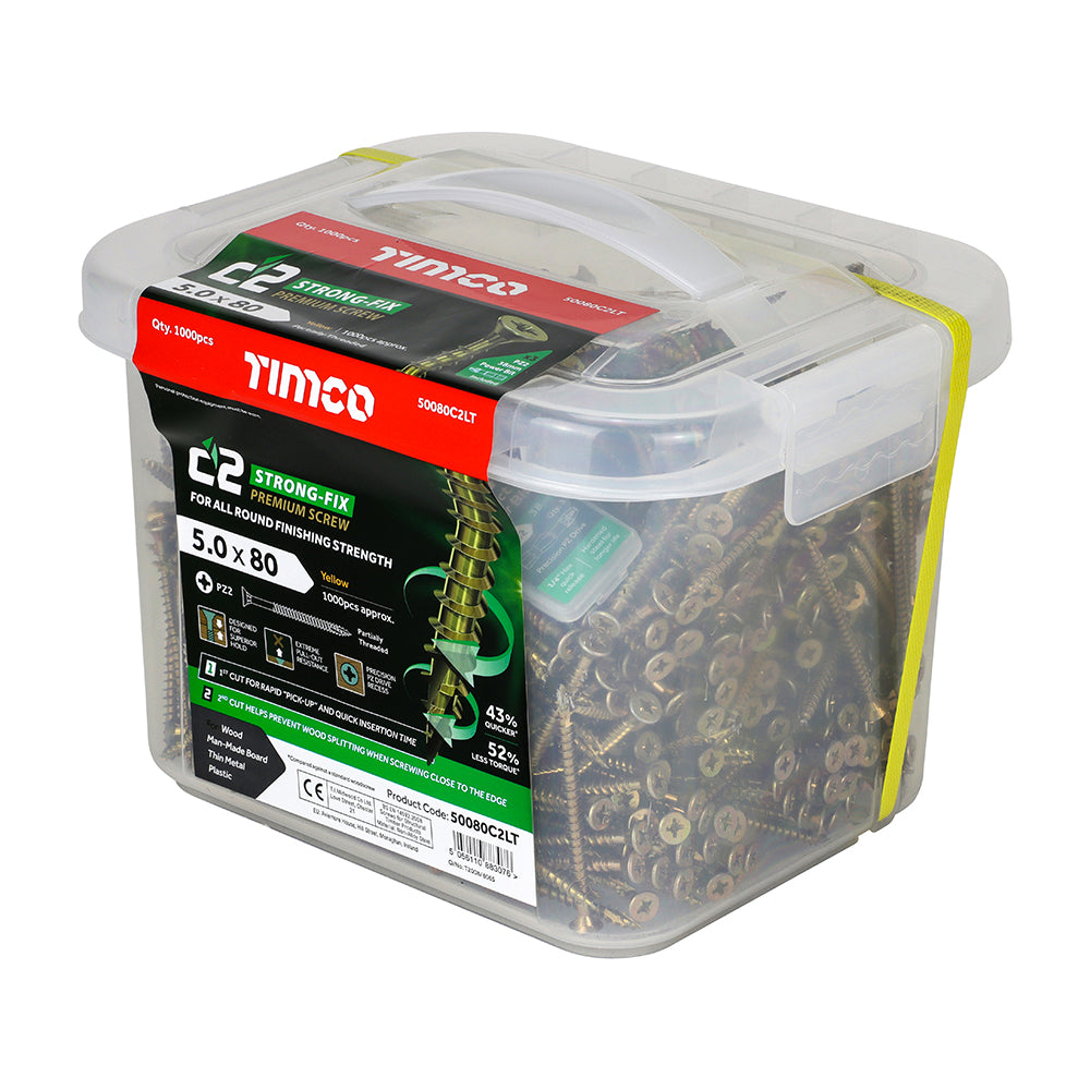 TIMCO - C2 Strong-Fix - PZ - Double Countersunk - Twin-Cut - Yellow - Tubs