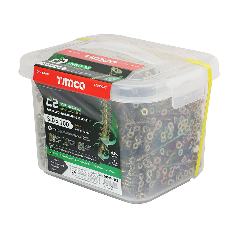 TIMCO - C2 Strong-Fix - PZ - Double Countersunk - Twin-Cut - Yellow - Tubs