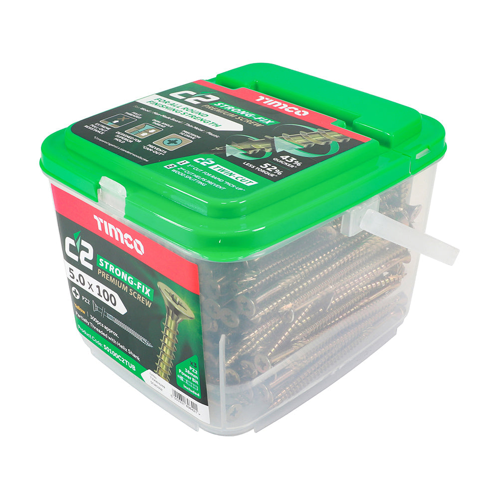 TIMCO - C2 Strong-Fix - PZ - Double Countersunk - Twin-Cut - Yellow - Tubs