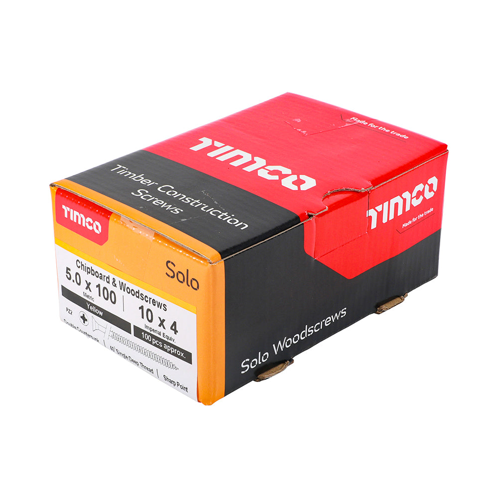 TIMCO - Solo Chipboard & Woodscrews - PZ - Double Countersunk - Yellow