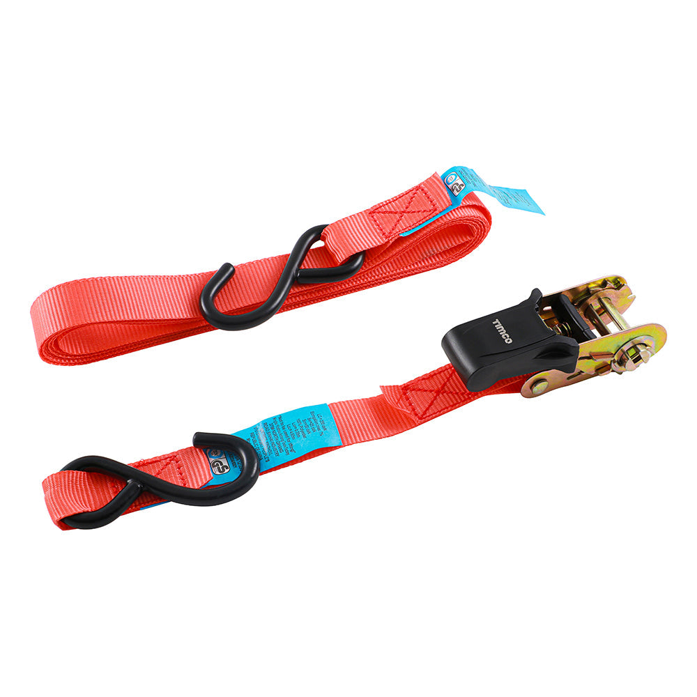 Ratchet Straps - S Hook - Standard Duty - 5m x 25mm (2 Straps/Pack)