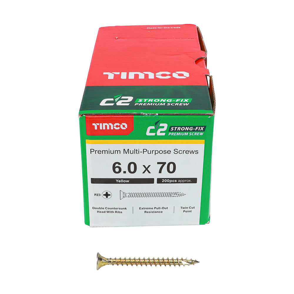 TIMCO - C2 Strong-Fix - PZ - Double Countersunk - Sharp Point - Yellow
