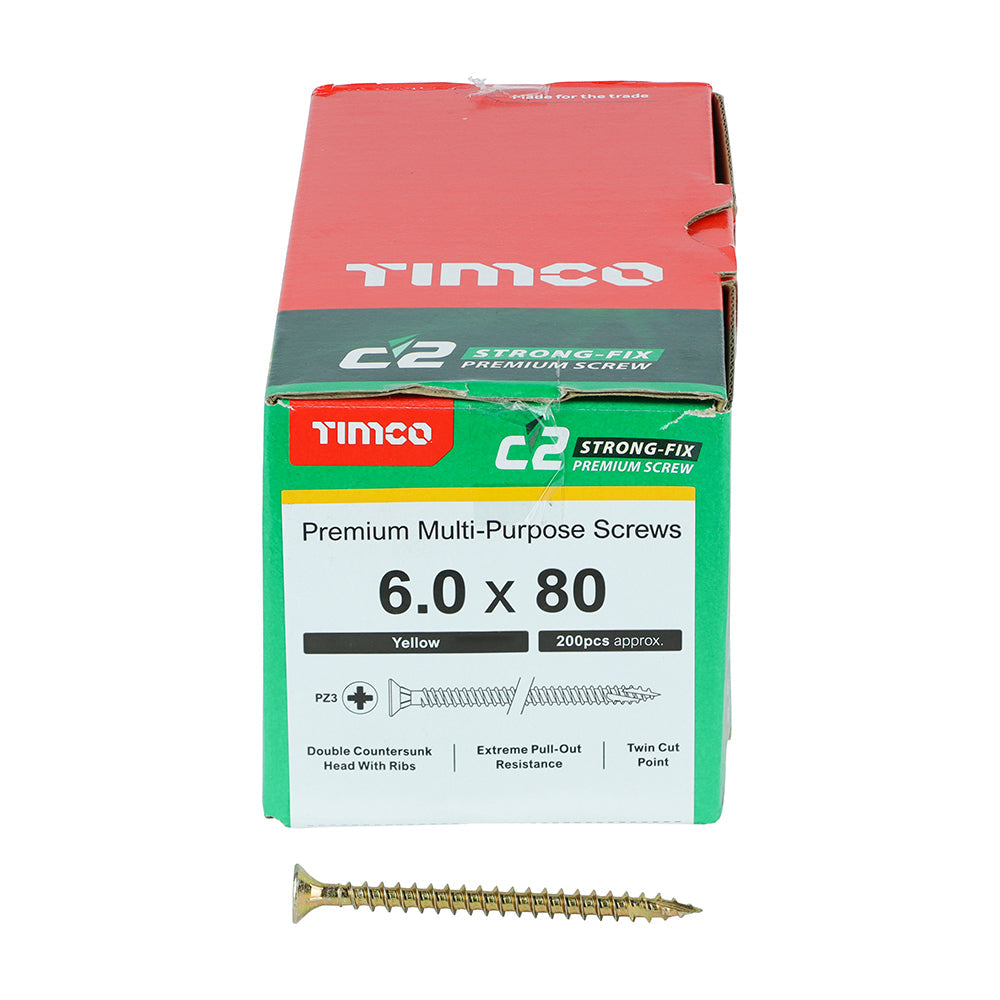 TIMCO - C2 Strong-Fix - PZ - Double Countersunk - Sharp Point - Yellow