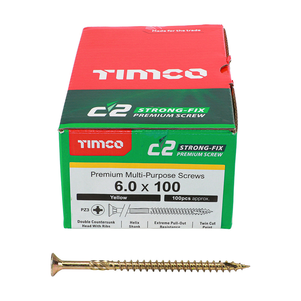 TIMCO - C2 Strong-Fix - PZ - Double Countersunk - Sharp Point - Yellow