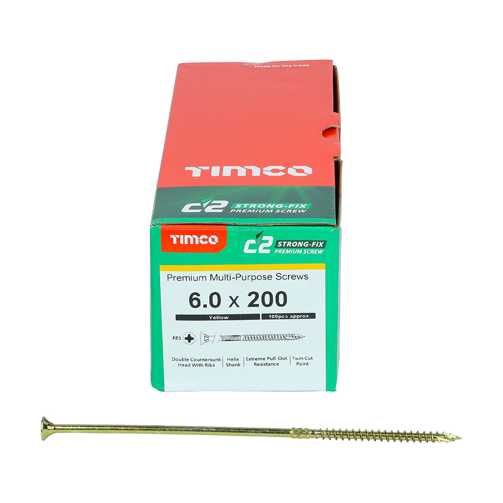 TIMCO - C2 Strong-Fix - PZ - Double Countersunk - Sharp Point - Yellow