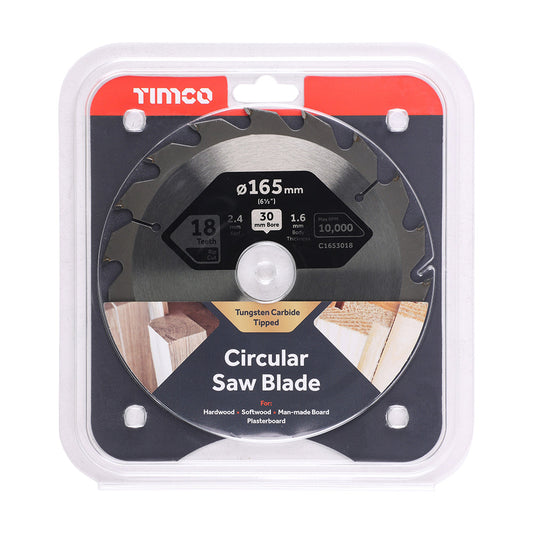 Circular Saw Blade - Combination - Medium 165 x 30/20/16 x 18T