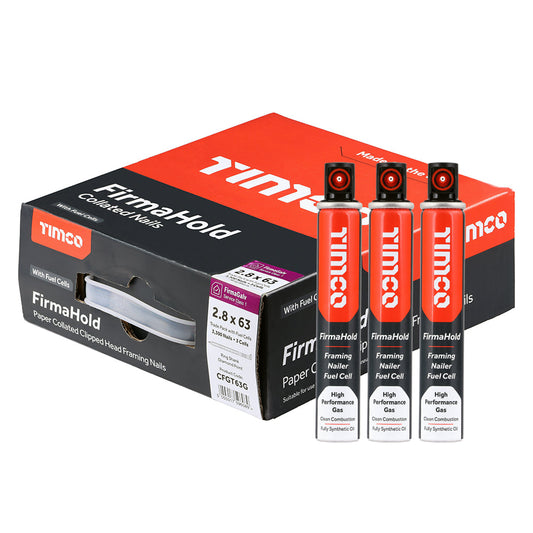 2.8 x 63mm - FirmaHold Collated Clipped Head Nails & Fuel Cells - Trade Pack - Plain Shank - FirmaGalv