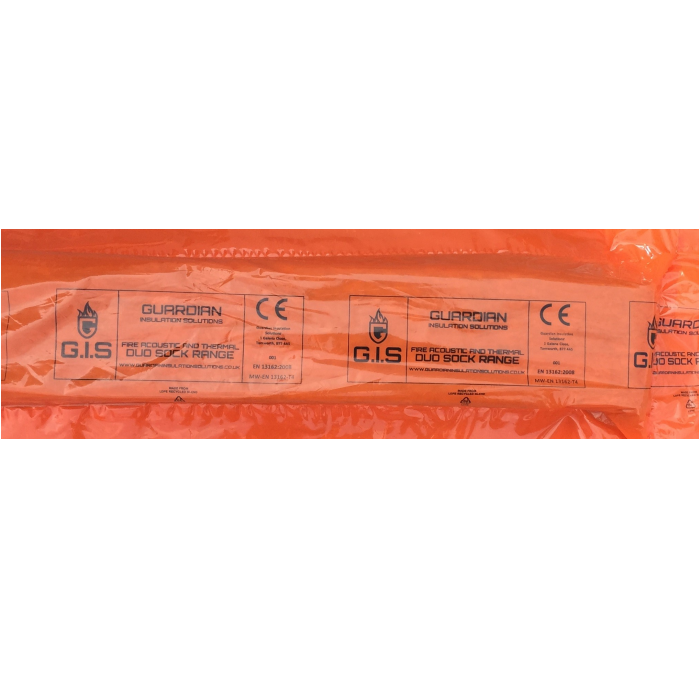 Packaged GIS Duo Cavity Sock, primarily orange in color with brand logos and text indicating specifications.