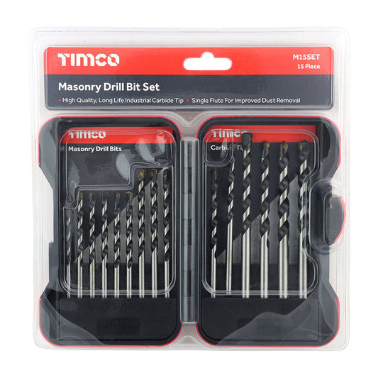 Masonry Drill Bit Set - 15 pcs
