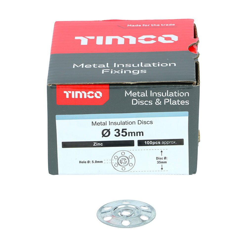 Metal Insulation Discs - Galvanised 35mm - (Box of 100)
