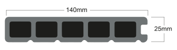 Bullnose Elegance Composite Decking Board 3.6m - ASH GREY