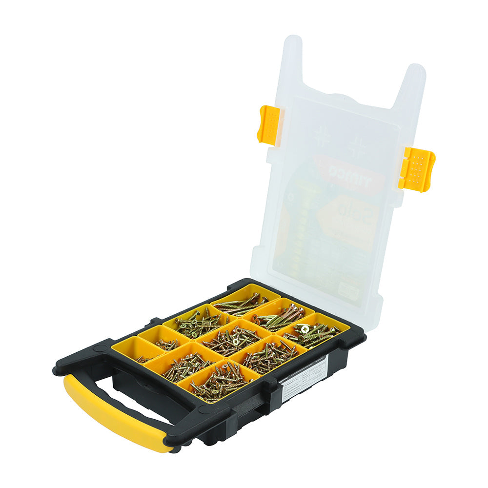 TIMCO - Solo Chipboard & Woodscrews - Mixed Tray - PZ - Double Countersunk - Yellow - 1200pcs