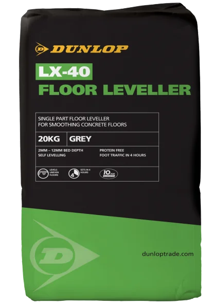 LX-40 Floor Leveller is an economic, polymer-modified floor leveller designed for interior use in dry areas from 2-12mm depth. This cost-effective compound